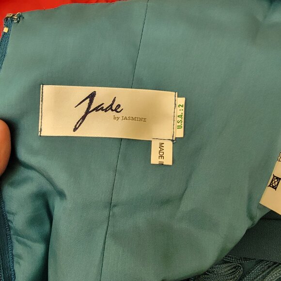 Jade by Jasmine J185068 Teal Lace A-Line Mother of the Bride, Size 2, $199 - Picture 8 of 9